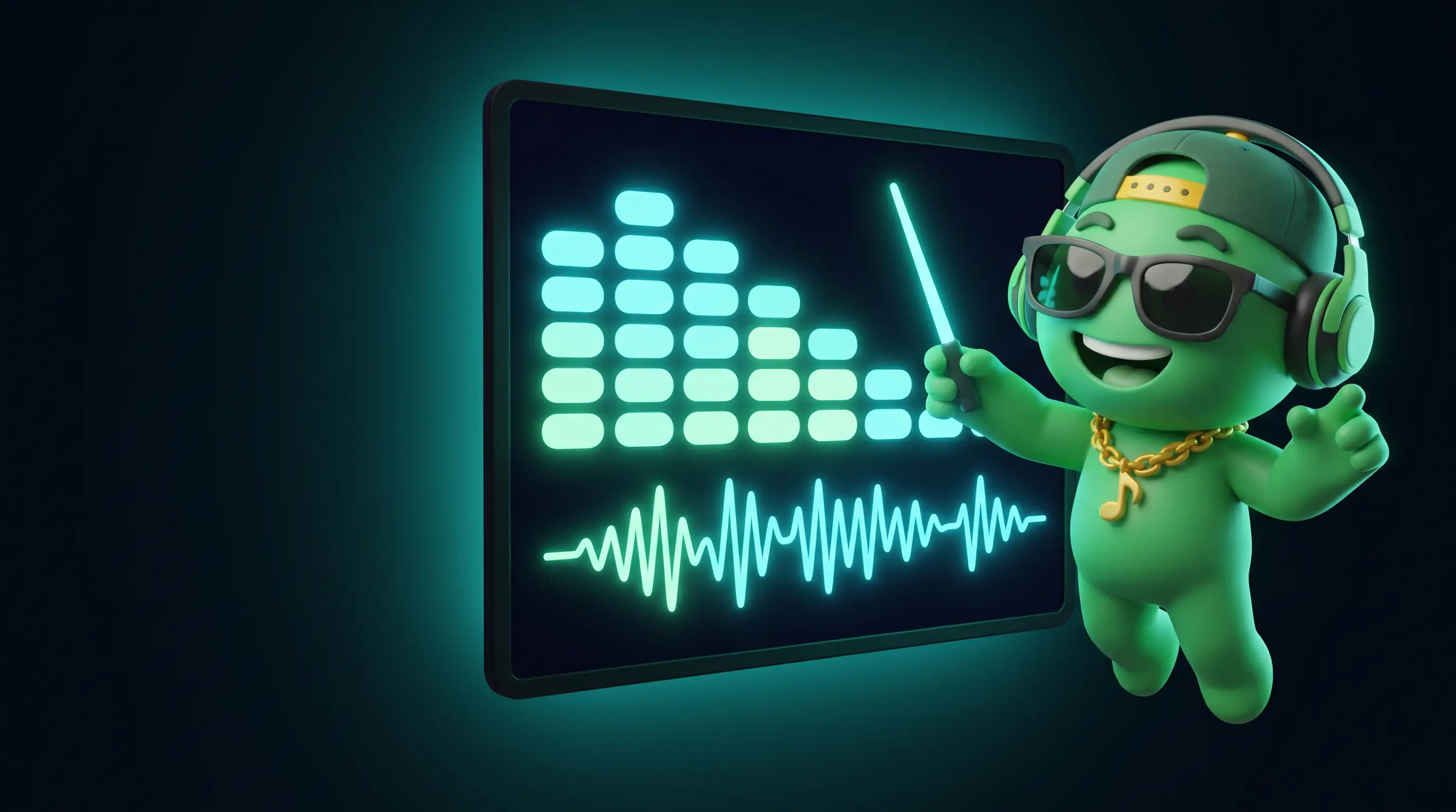 Melo conducting lyric lines that light up in time with a waveform